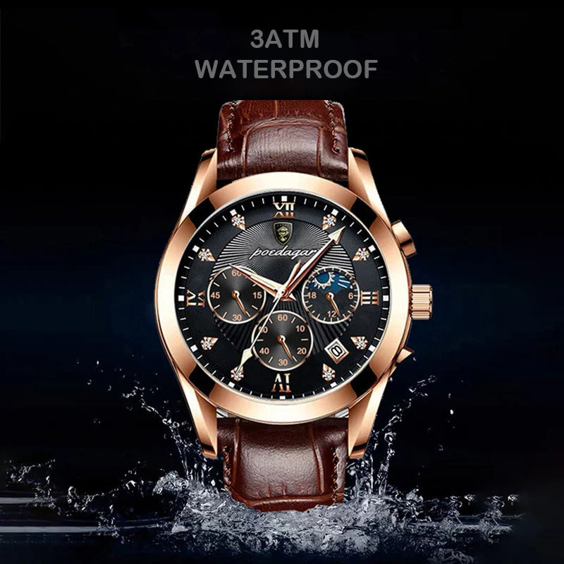 40mm - Full Steel 3 Bar Wristwatch Men's
