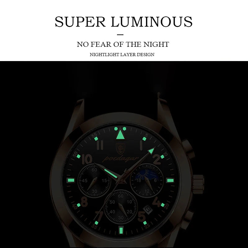 40mm - Luxury Leather Quartz Watch