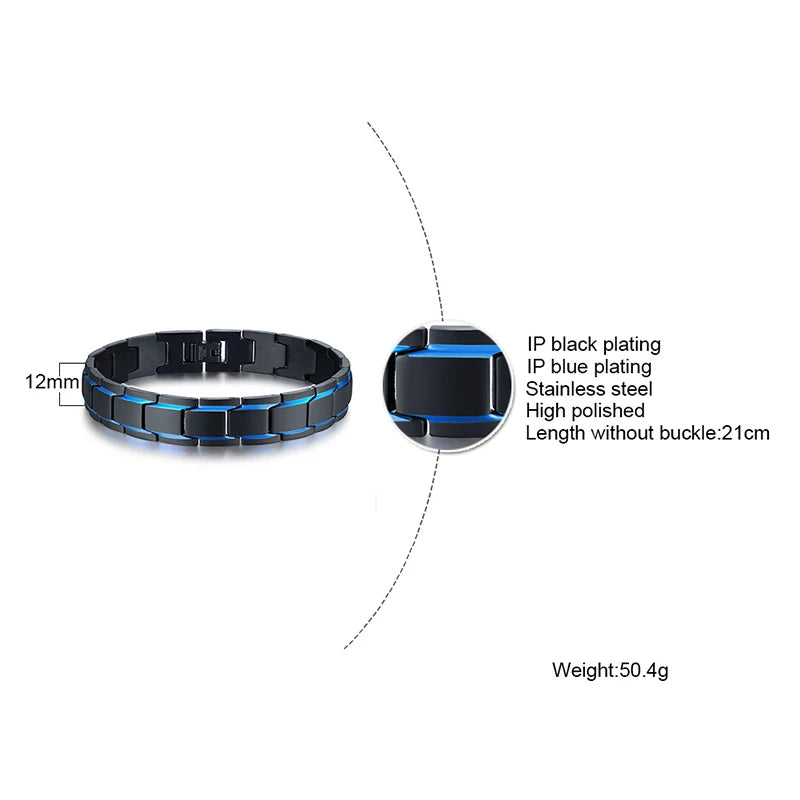 12mm Black Stainless Steel Bracelet