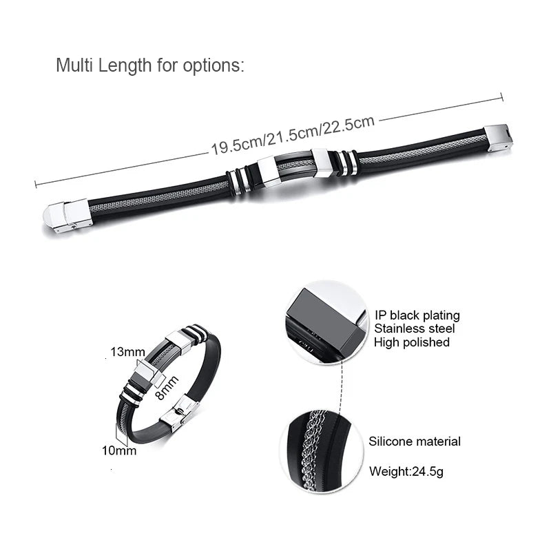 13mm Grooved Silicone With Stainless Steel Mesh Bracelet