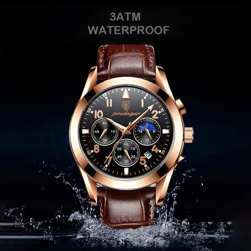 40mm - Luxury Leather Quartz Watch