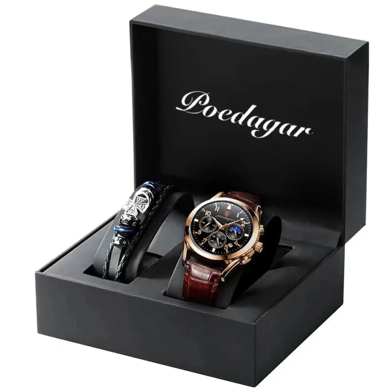 40mm - Luxury Leather Quartz Watch