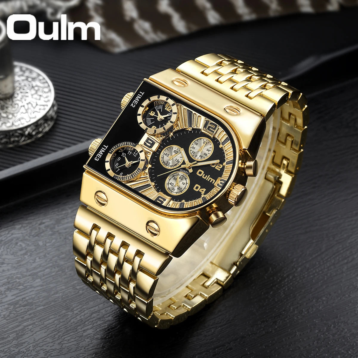 54mm - Military Gold Quartz Wrist Watch for Man
