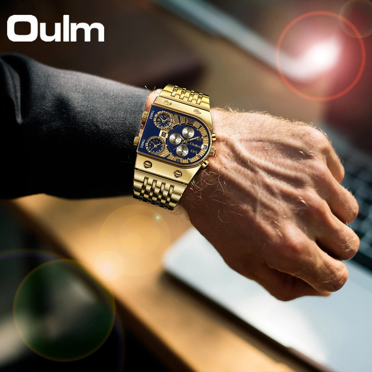 54mm - Military Gold Quartz Wrist Watch for Man