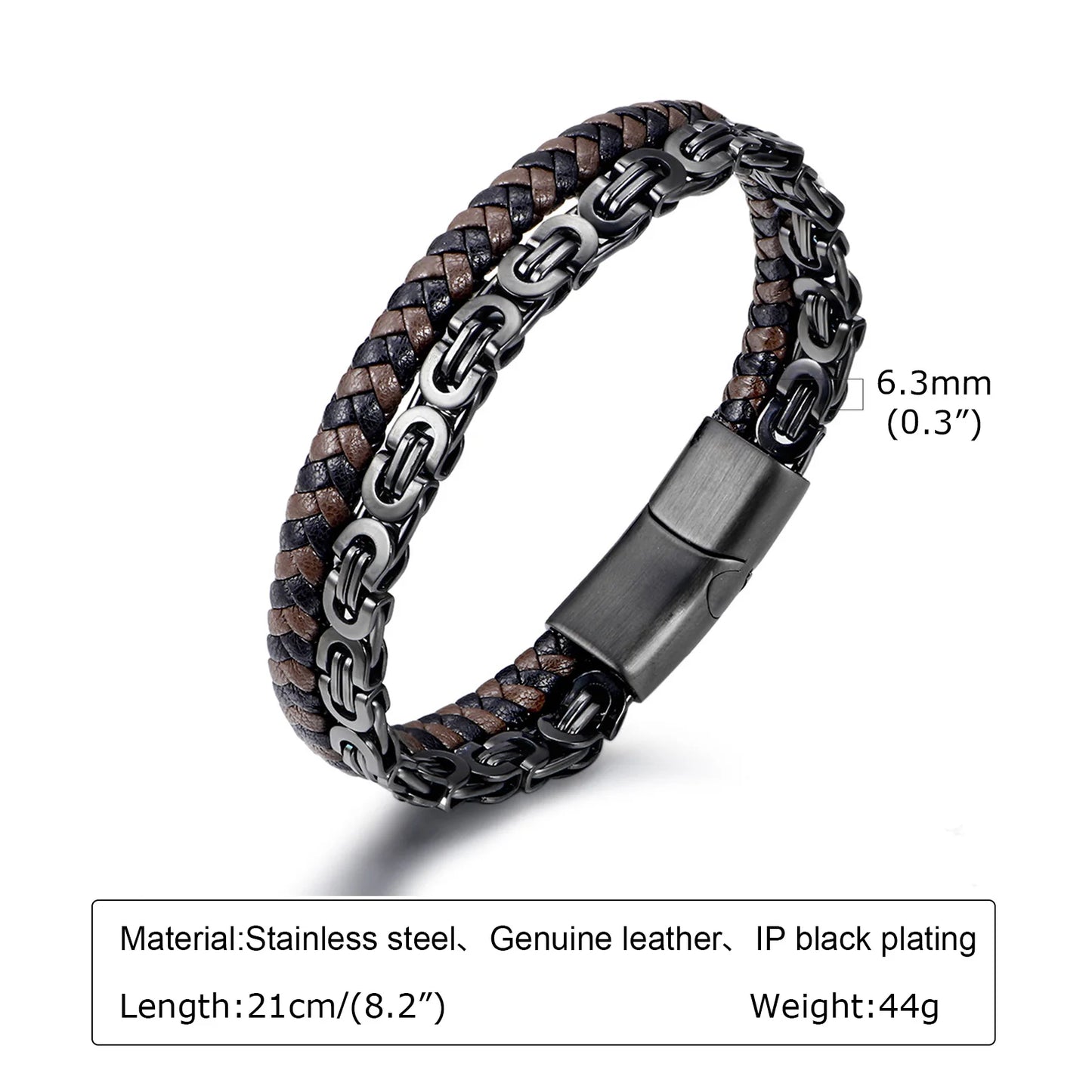 6.3mm Stacked Genuine Leather Bracelet