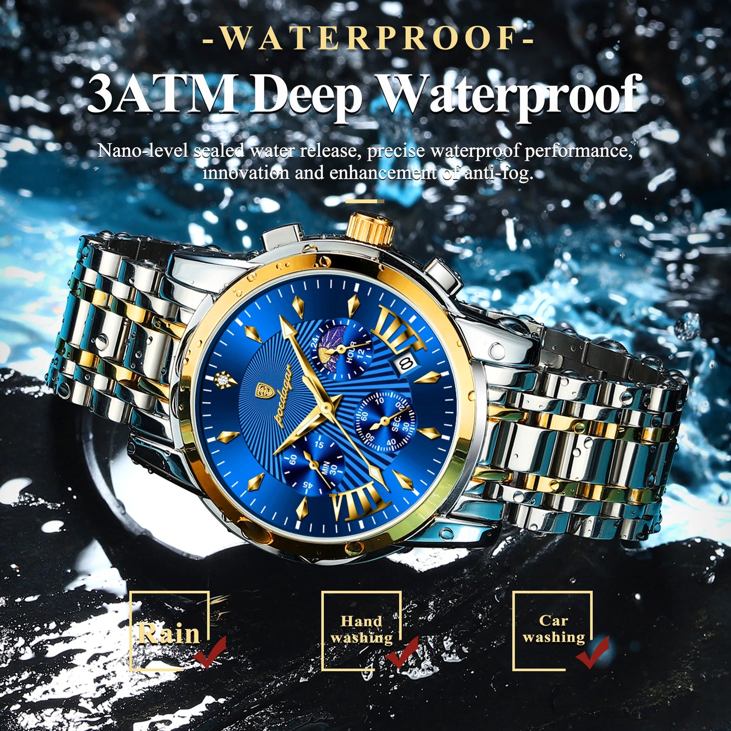 41mm - High Quality Chronograph Military Stainless Steel Watch
