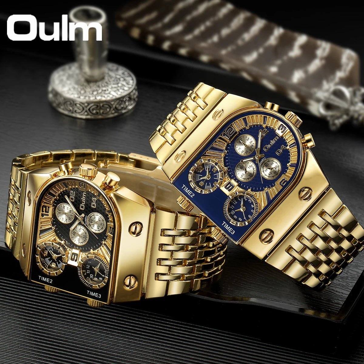54mm - Military Gold Quartz Wrist Watch for Man