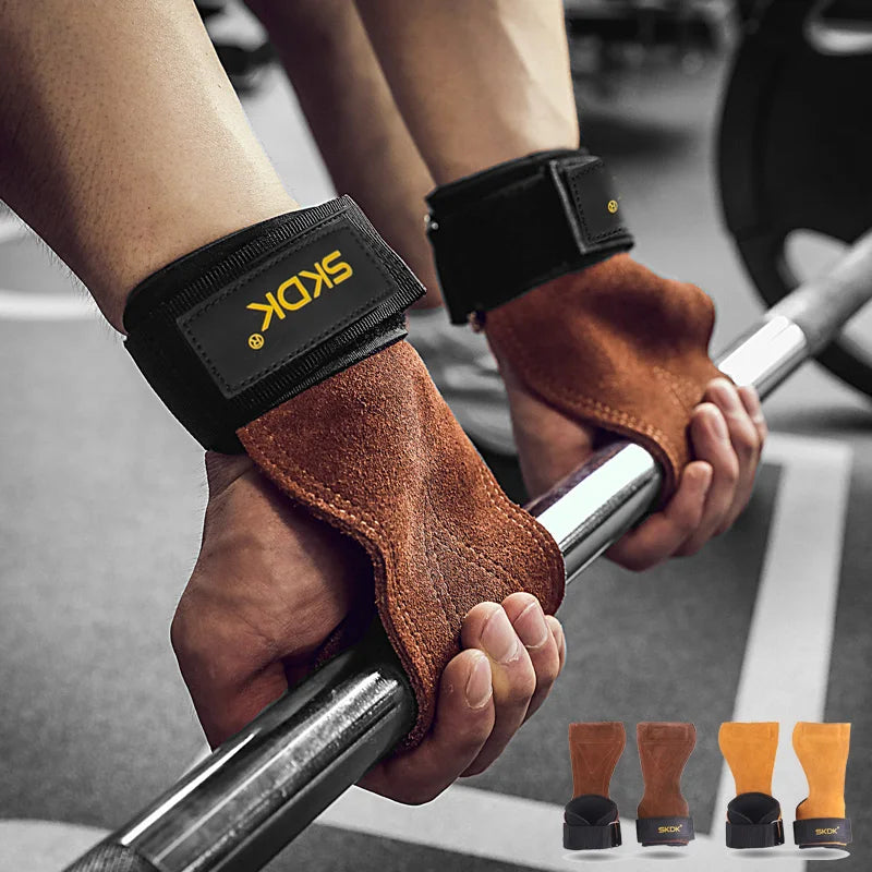 Cowhide Leather Weightlifting Grips