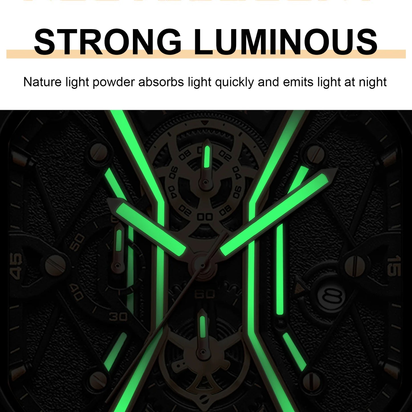 42mm - Luxury Chronograph Luminous Leather Quartz
