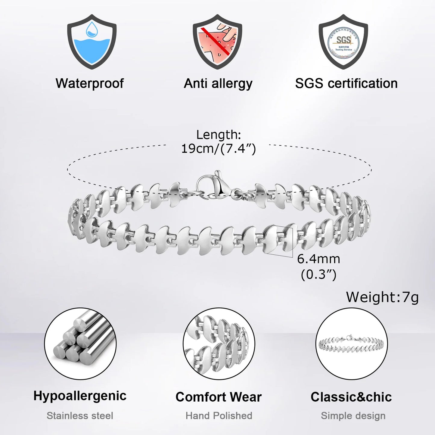 6mm Stainless Steel Geometric Bracelet