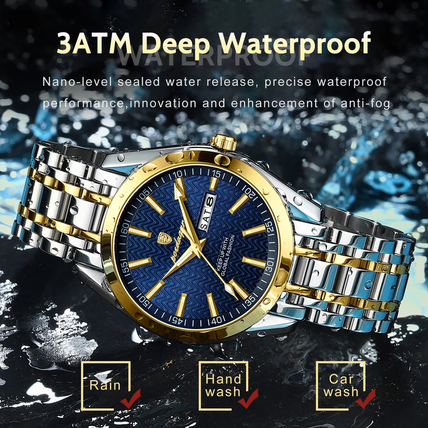 41mm - Luxury Sapphire Crystal Stainless Steel Men's Quartz