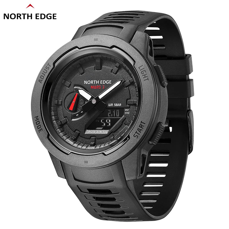 45mm - Military Watch Digital Carbon Fiber Case Waterproof 50M LED Wristwatch