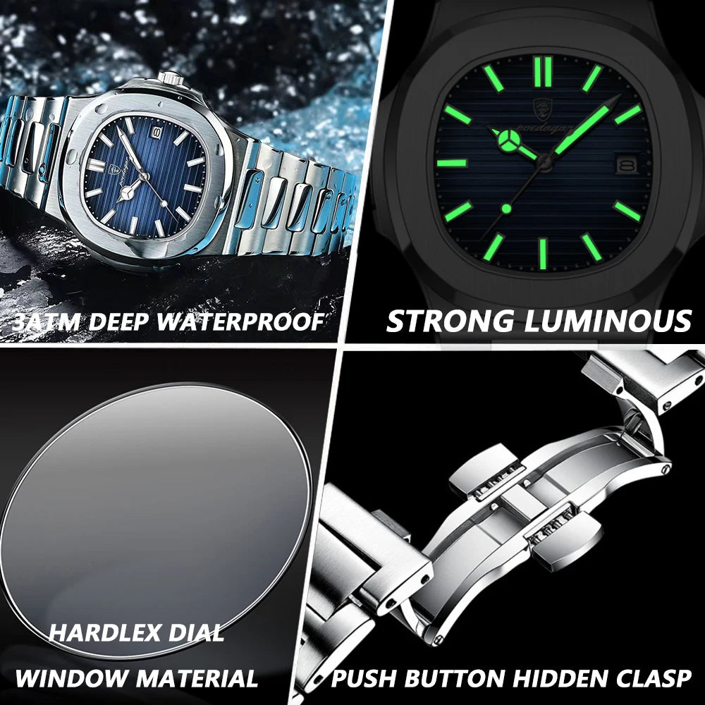40mm - Luxury Water Resistant Luminous Date Stainless Steel Quartz