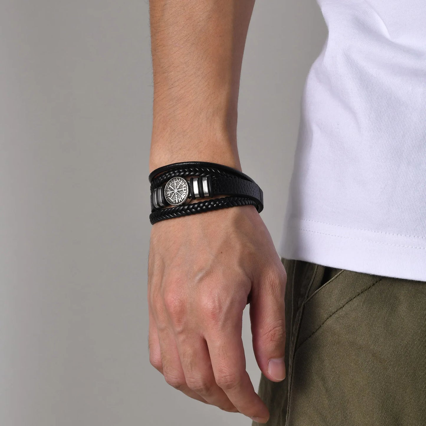 Norse Viking Leather Bracelet