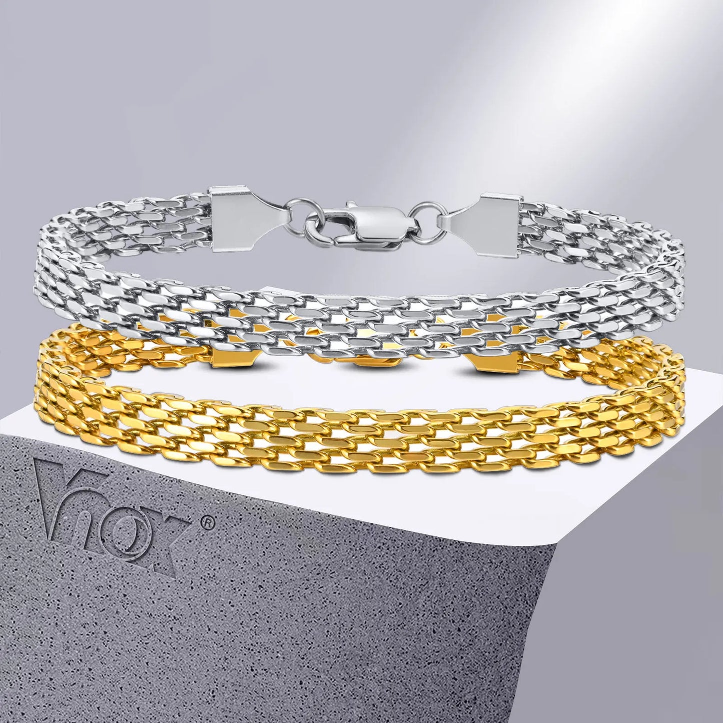 6mm Italian Gold/ Steel Mesh Link Bracelet