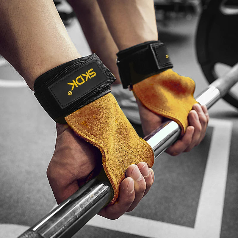 Cowhide Leather Weightlifting Grips