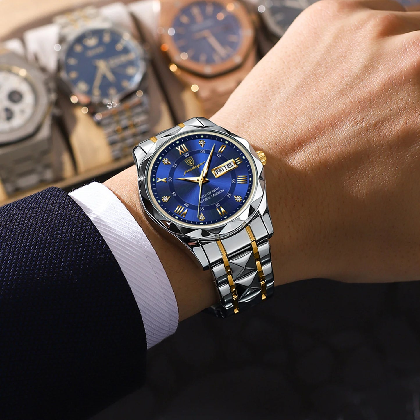 41mm - Premium Quality Luminous Date Stainless Steel Watch