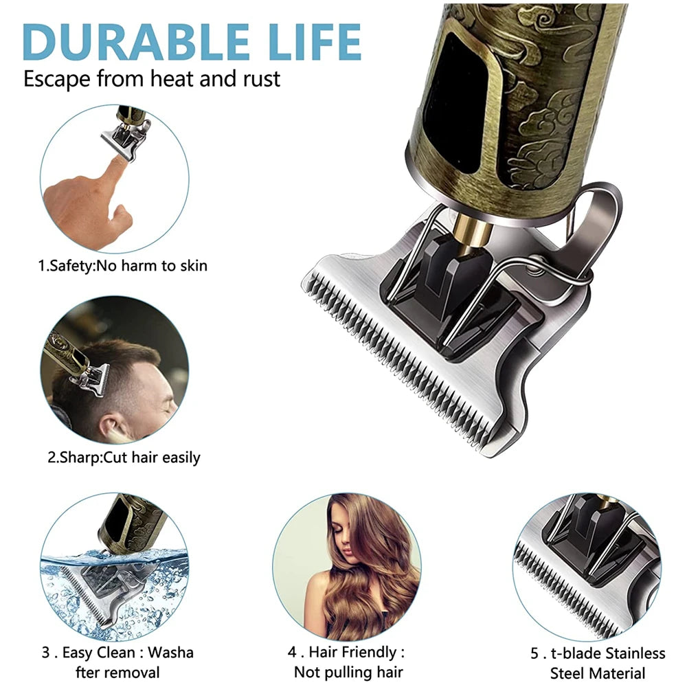 LCD Barber Shaver With Metal Designs