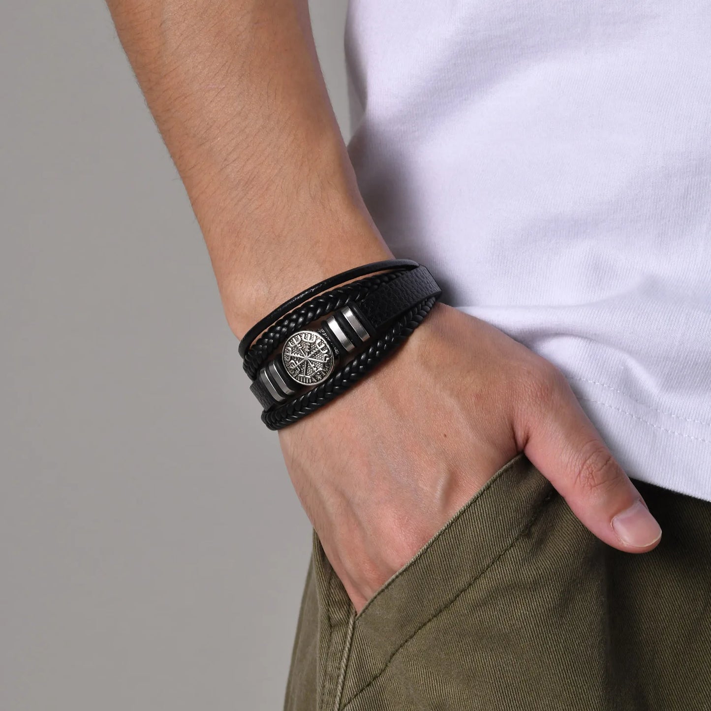 Norse Viking Leather Bracelet