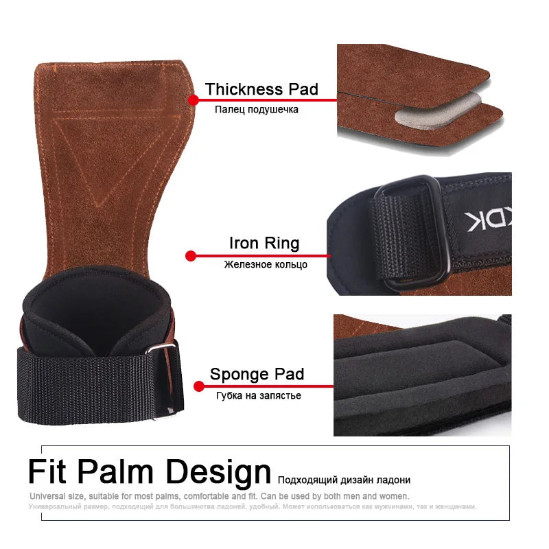 Cowhide Leather Weightlifting Grips