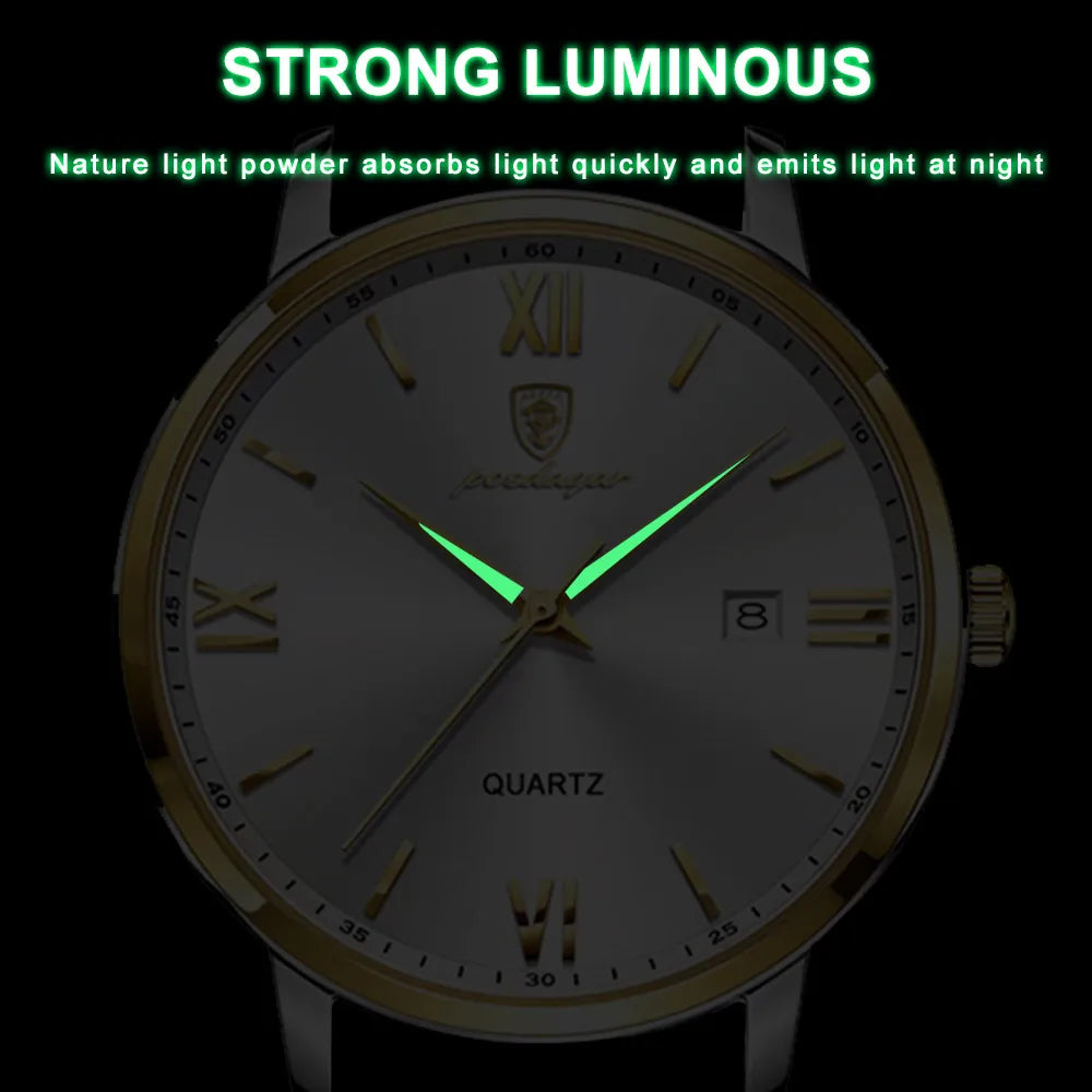 41mm - Luxury Leather Quartz Watch 3 Bar