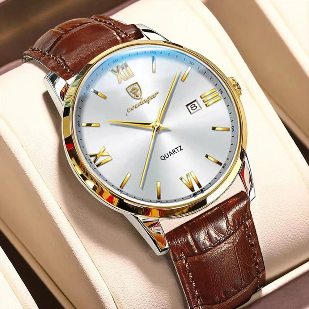 41mm - Luxury Leather Quartz Watch 3 Bar
