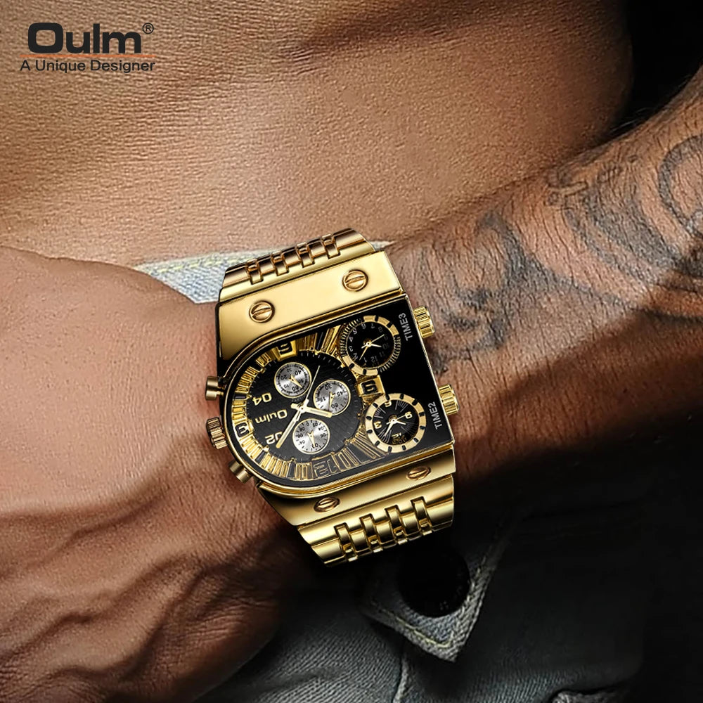 54mm - Military Gold Quartz Wrist Watch for Man
