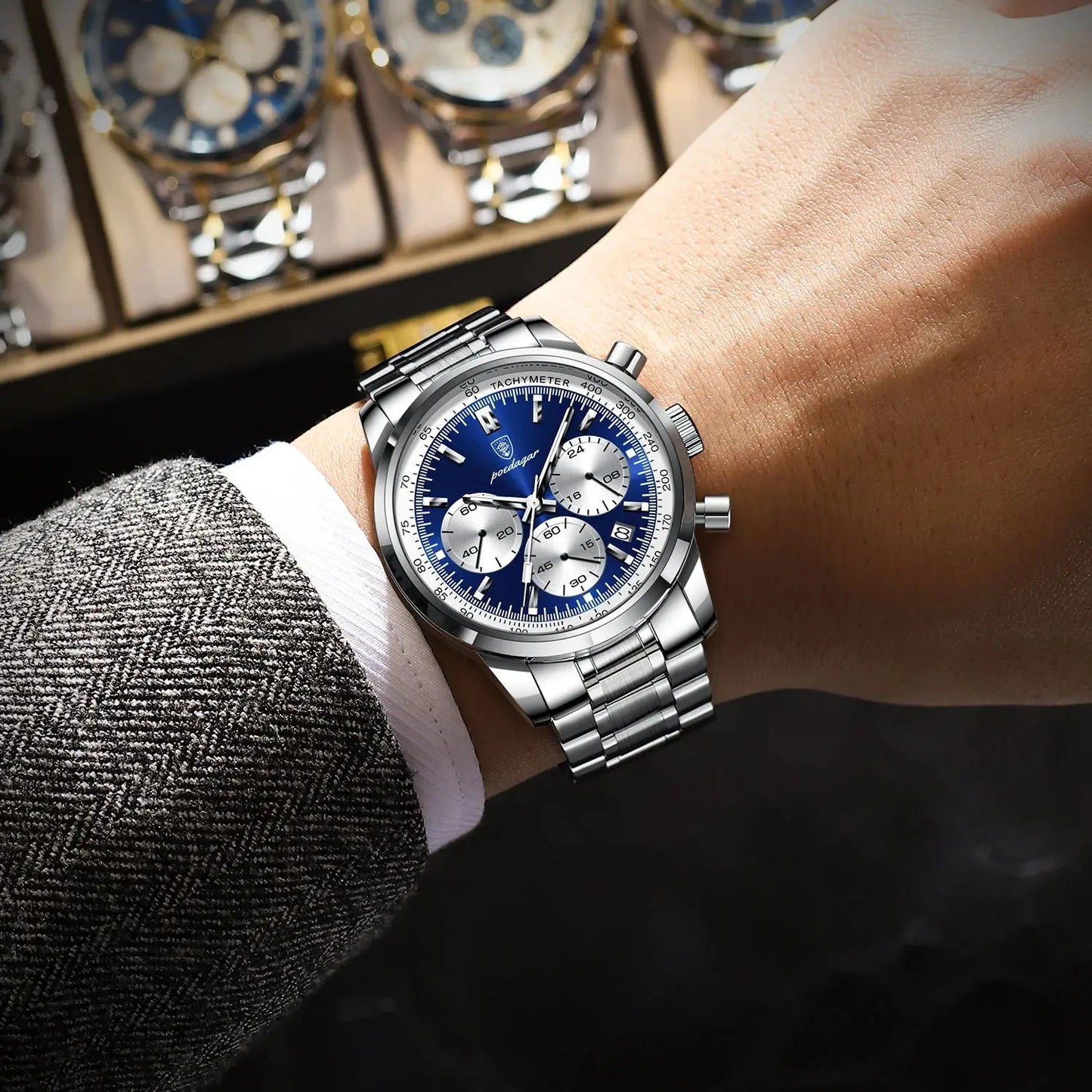 42mm - Luxury Luminous Chronograph Date Stainless Steel