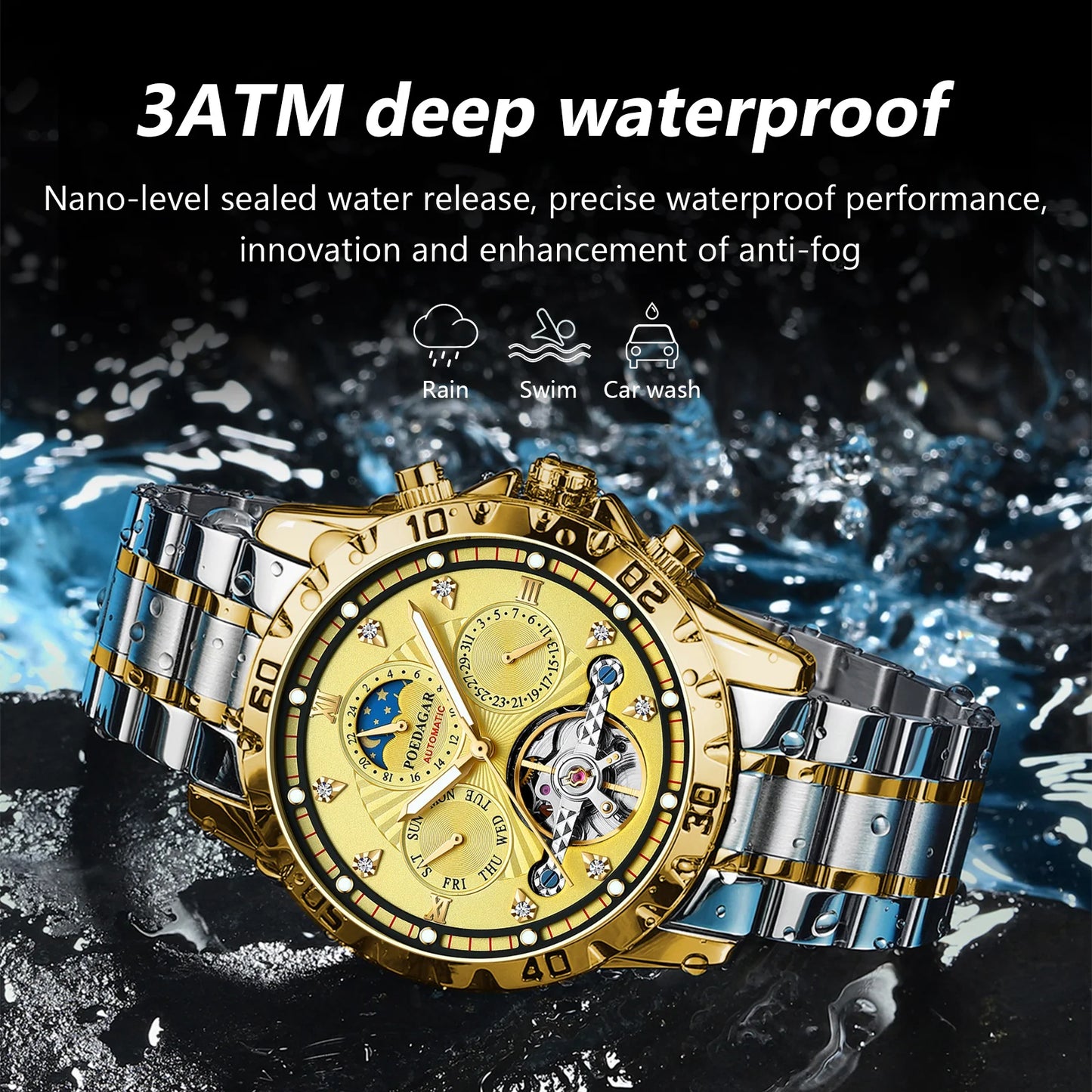 43mm - Tourbillon Sapphire Crystal Stainless Steel Watch