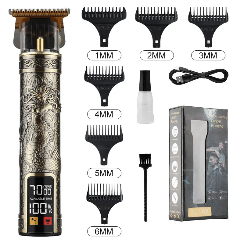LCD Barber Shaver With Metal Designs