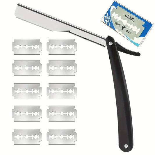 Manual Barbershop Razor Stainless Steel 10 Blades