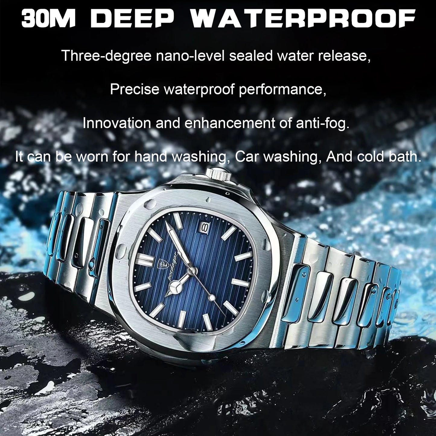 40mm - Luxury Water Resistant Luminous Date Stainless Steel Quartz