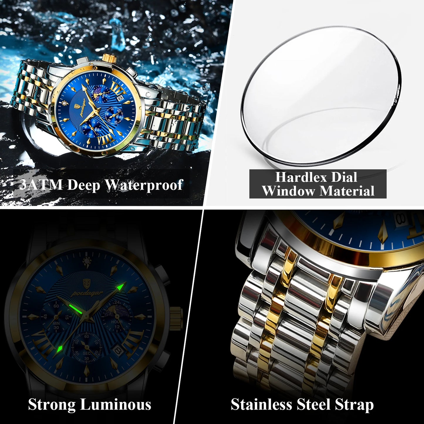 41mm - High Quality Chronograph Military Stainless Steel Watch