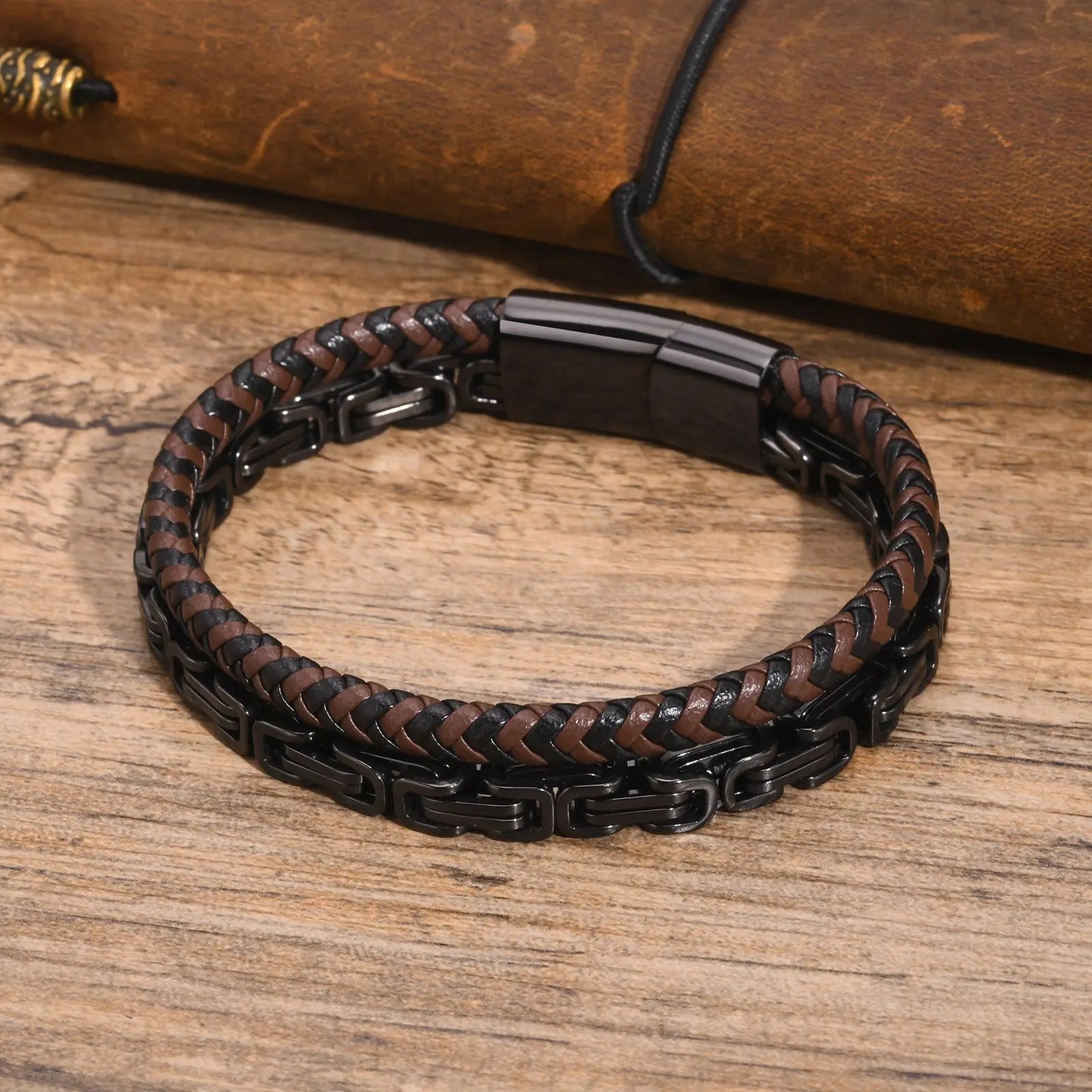 6.3mm Stacked Genuine Leather Bracelet