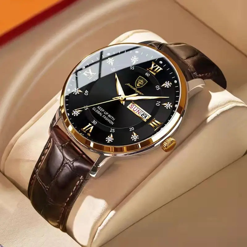41mm - Luxury Casual Water Resistant Leather Strap Quartz
