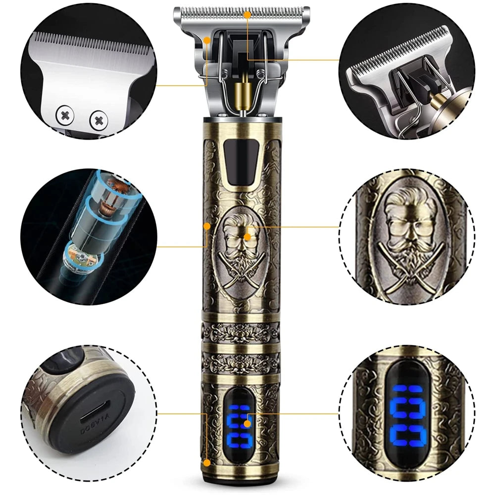 LCD Barber Shaver With Metal Designs