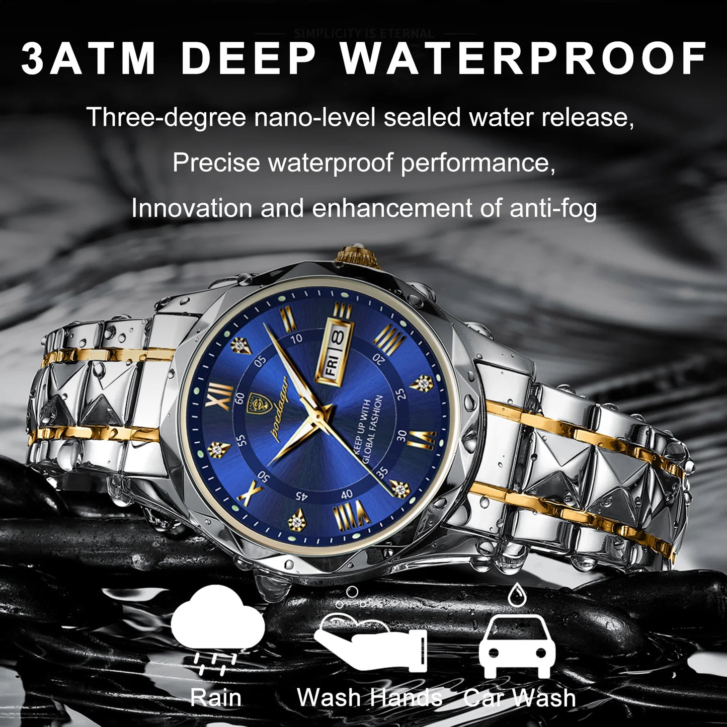 41mm - Premium Quality Luminous Date Stainless Steel Watch