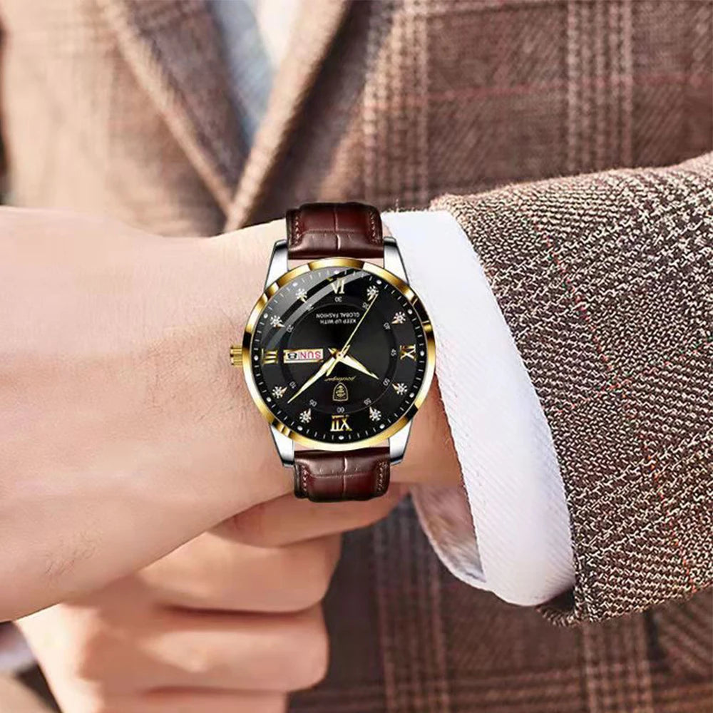 41mm - Luxury Casual Water Resistant Leather Strap Quartz