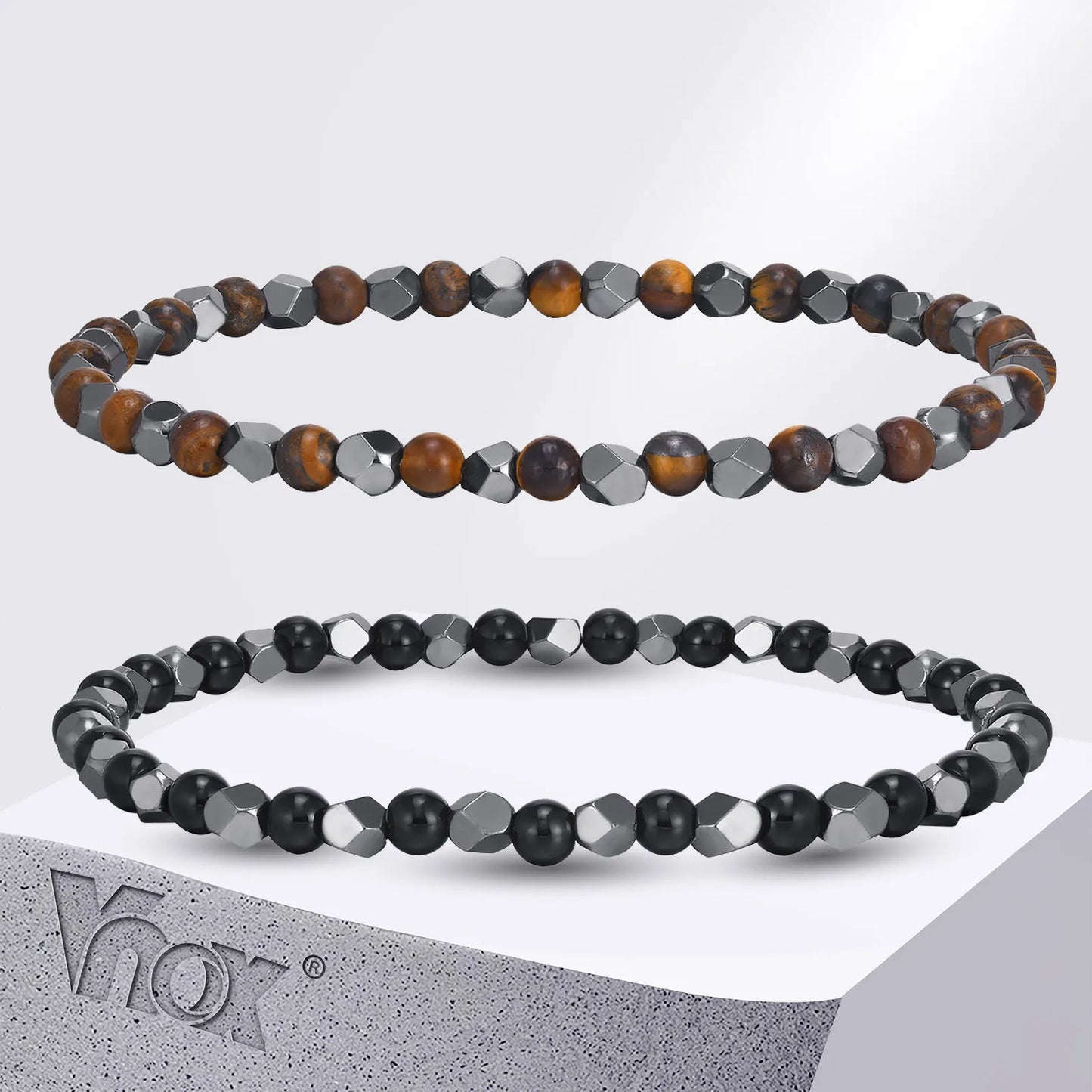 4mm Natural Stone Hematite Stretch Bracelet
