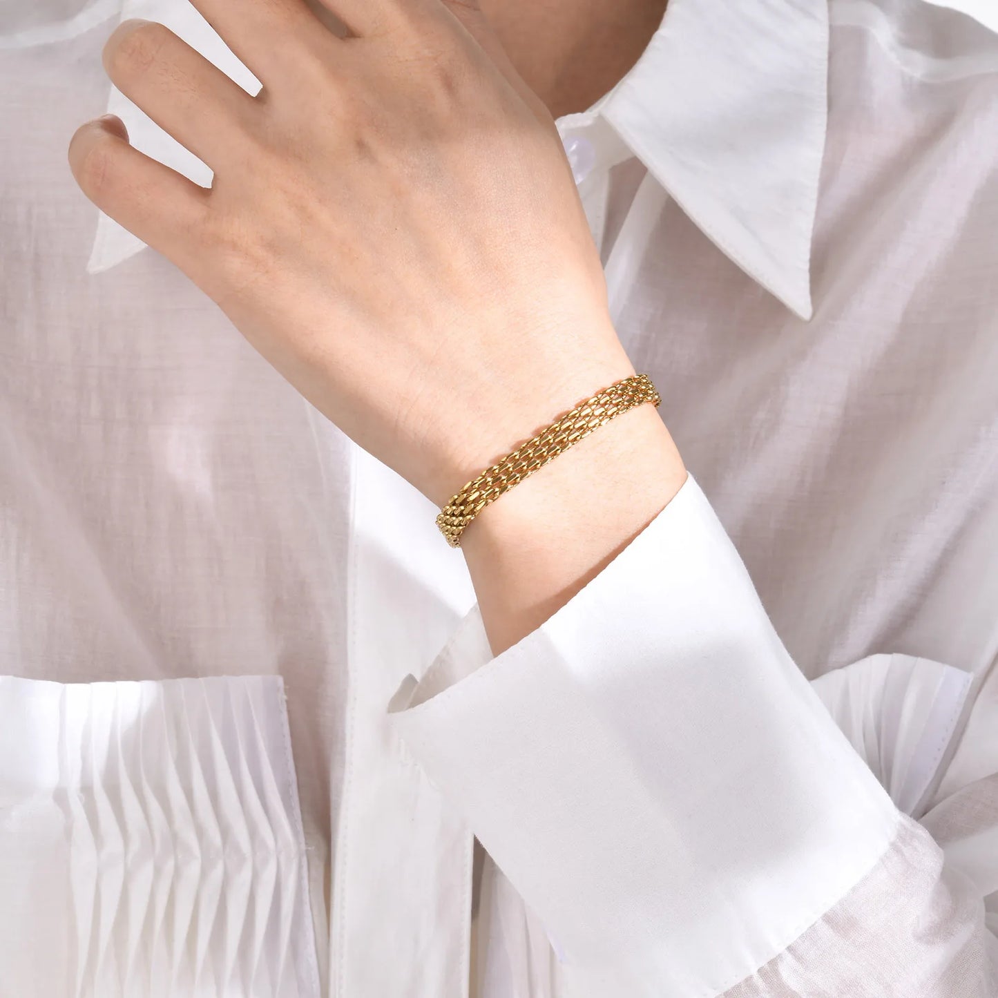 6mm Italian Gold/ Steel Mesh Link Bracelet