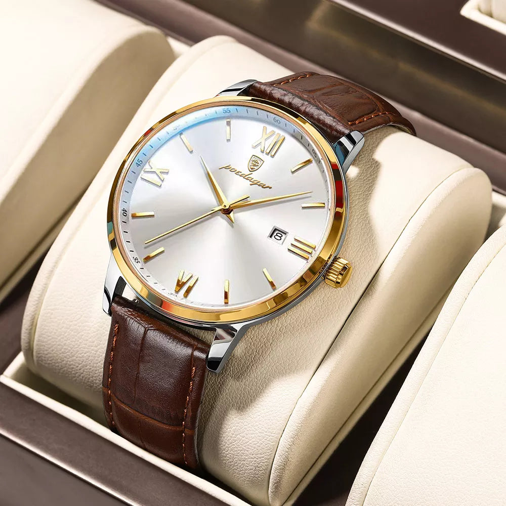 41mm - Luxury Leather Quartz Watch 3 Bar