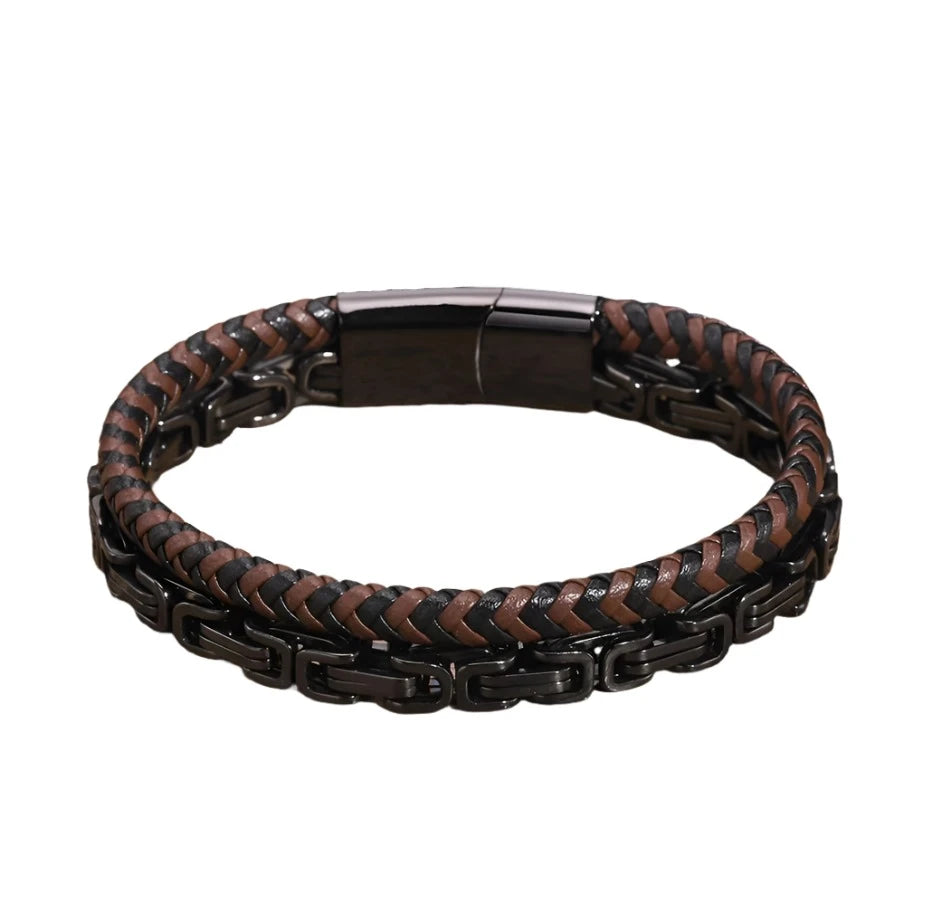 6.3mm Stacked Genuine Leather Bracelet