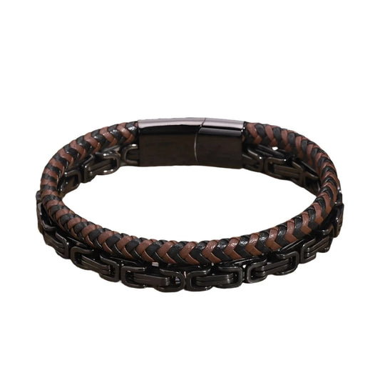 6.3mm Stacked Genuine Leather Bracelet