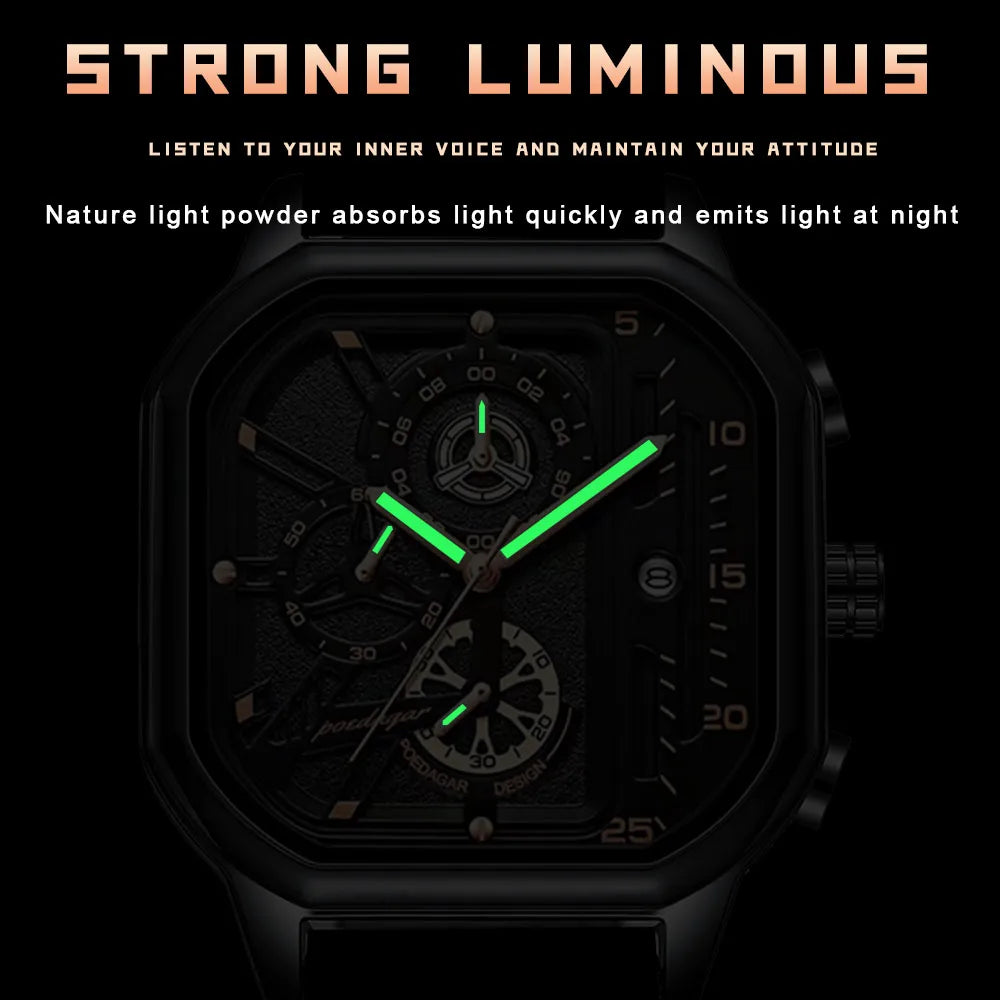 43mm - 3 Bar Luminous Chronograph Sports Watch