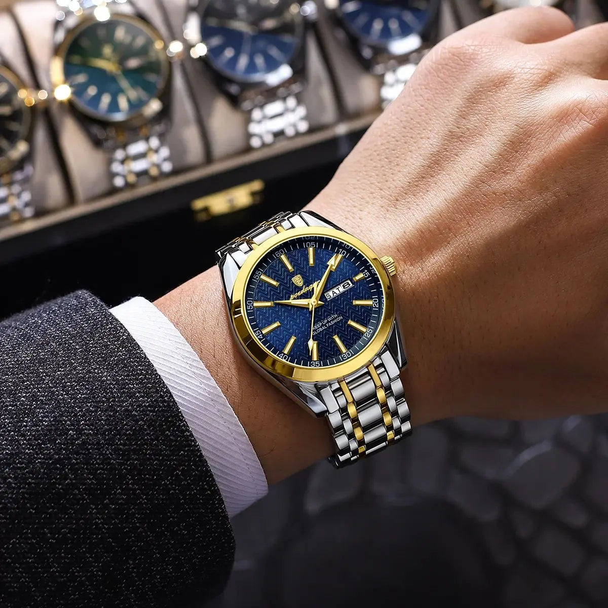 41mm - Luxury Sapphire Crystal Stainless Steel Men's Quartz